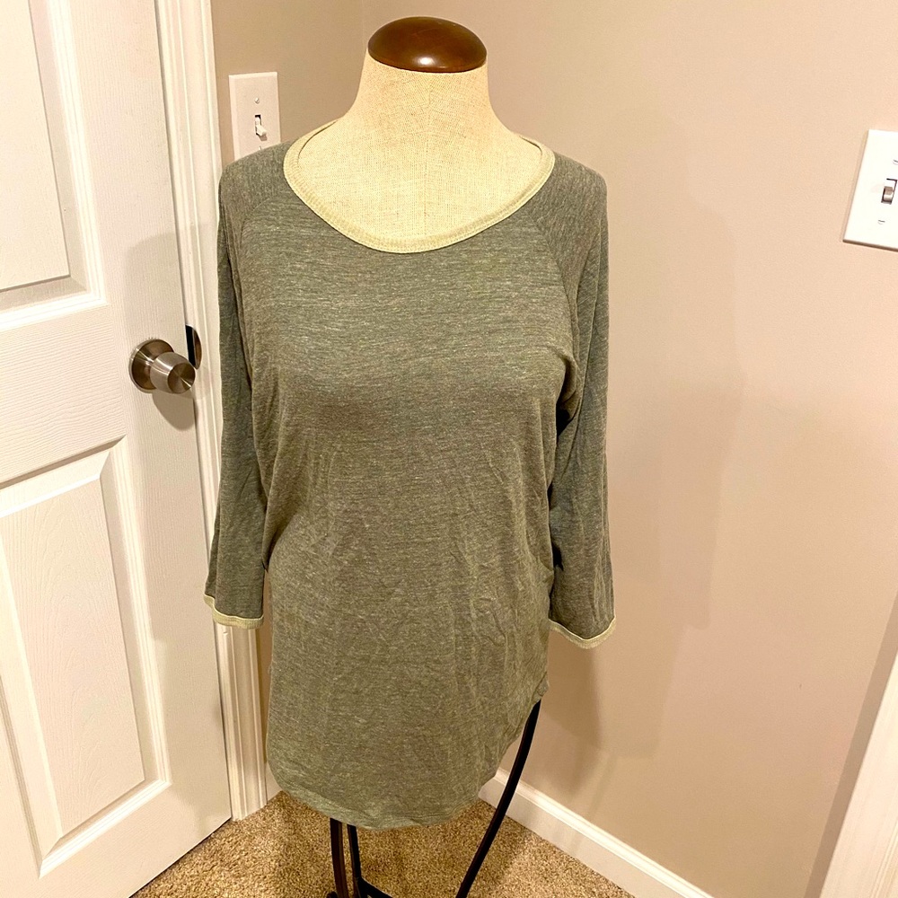 LuLaRoe Large Two Toned Olive Randy (Baseball Tee)